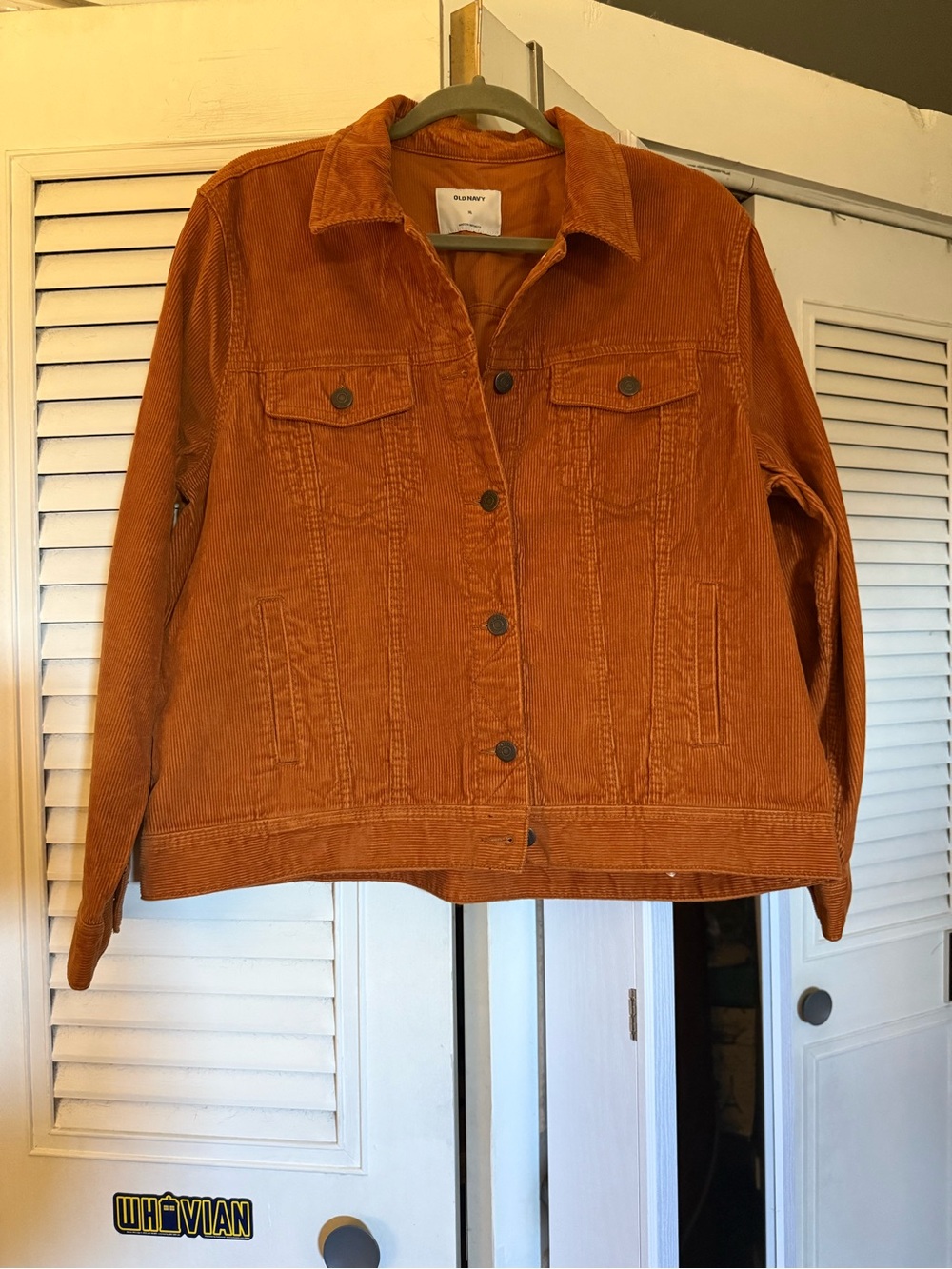Old Navy Corduroy Trucker Jacket in Rust Orange